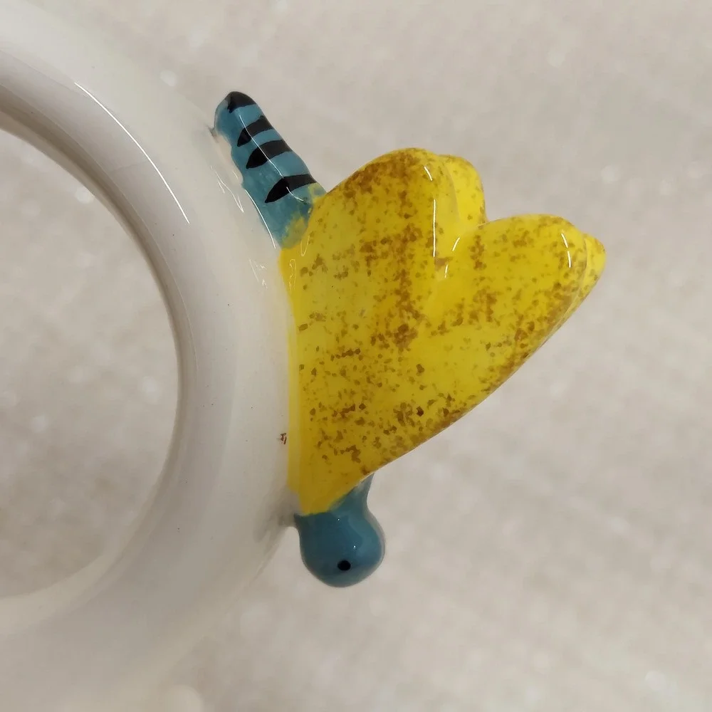 Cracker Barrel Butterfly Ceramic Pitcher French Country Script Decor 10